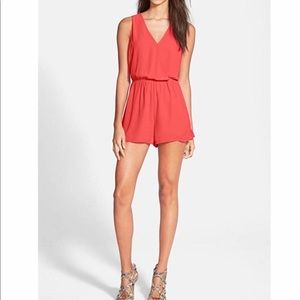 ASTR CORAL RUFFLE ROMPER
